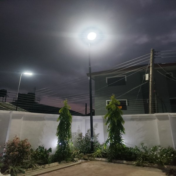 Installation of 60W Aluminum Solar Street light at a clients residence.